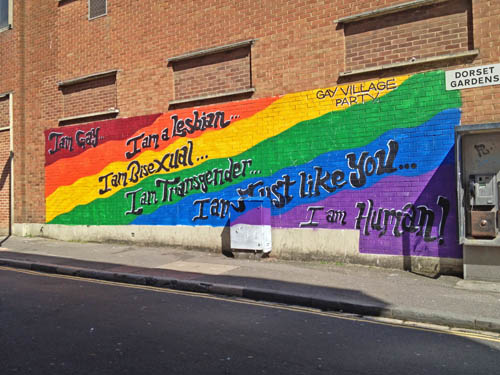 Painted Pride flag, Brighton, UK.  © J. L. Stapleton. 18th March 2013