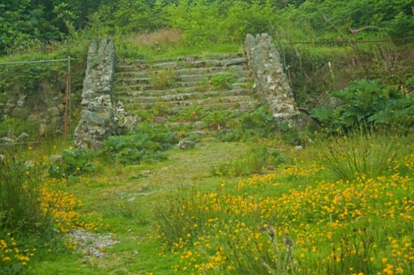 An abandoned stairway on the path to Lewis Castle, Stornoway, Isle of Lewis. © J. Lynn Stapleton, 31st July 2013