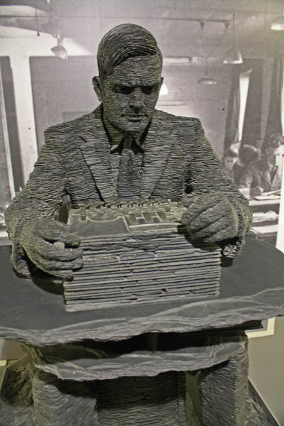 Slate statue of Alan Turing by Stephen Kettle, Bletchley Park Museum, Milton-Keynes, UK. © J. Lynn Stapleton, 6th August 2013