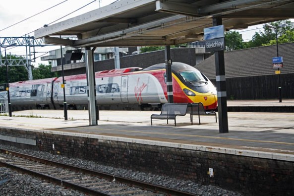 Virgin Train, Bletchley Park Rail Station, Milton-Keynes, UK. © J. Lynn Stapleton, 6th August 2013